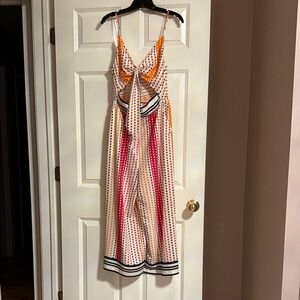 Express Orange and Cream Smocked Top